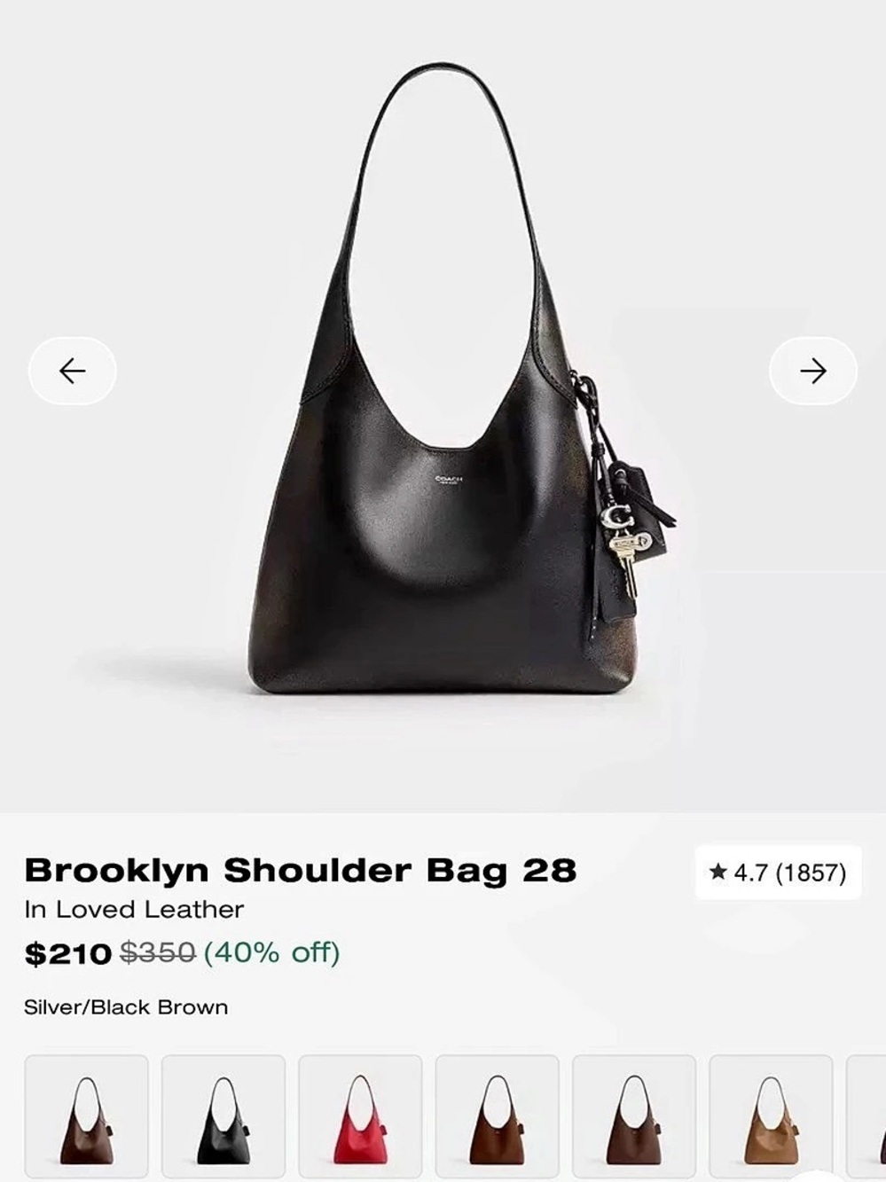 Coach Brooklyn 28 shoulder bag in Loved Leather w/ insert and extra Coach charm - Picture 15 of 16